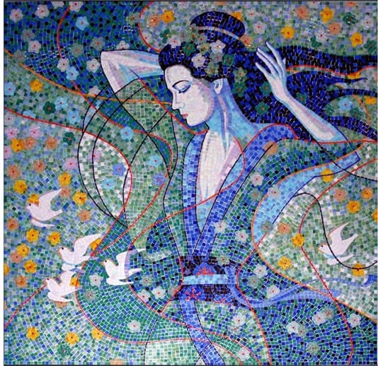 Mosaic detail, fragments of light and stone